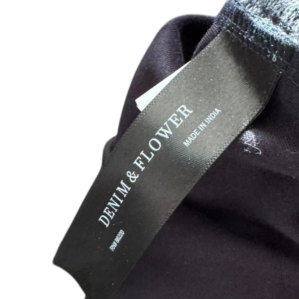 Denim & Flower Ricky Singh Men's Long Sleeve Zippered Polo Navy Patterned Large